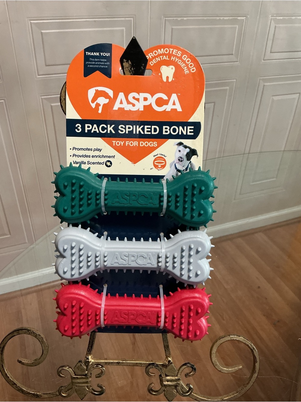 Brand New ASPCA  Dog Toy 3 Pack Spiked Bone 5.5” Promote Good Dental Hygiene